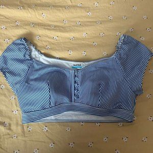 NWOT Sissone Blue Pin striped bathing suit top